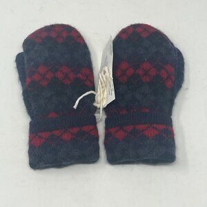 NWT Cool Seasons handmade children's mittens red navy green wool recycled